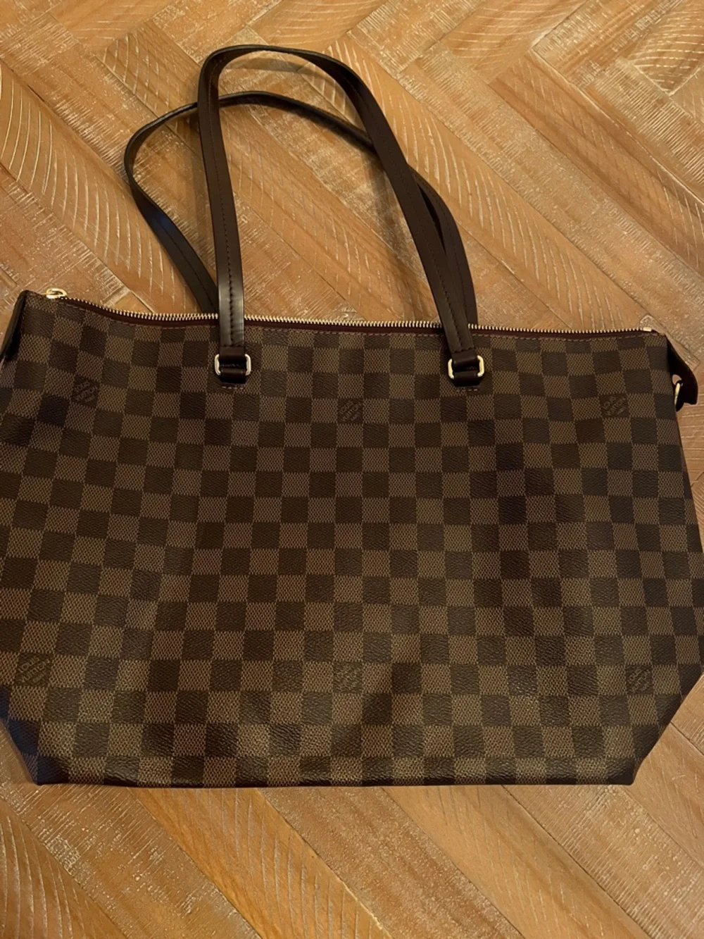 Louis Vuitton Damier Ebene Checkered Tote - Dark Brown & Chocolate - Picture 5 of 7